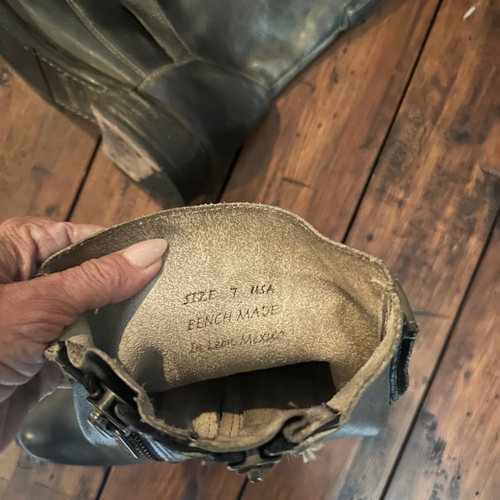 Black Leather Ankle Boots with Buckle Straps - Picture 4 of 5